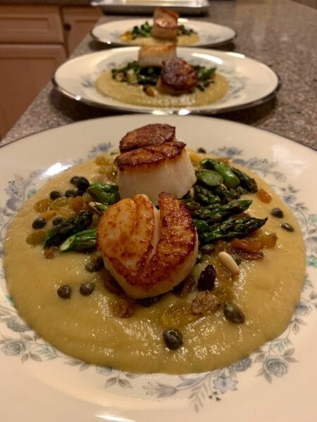 Dish with large scallops